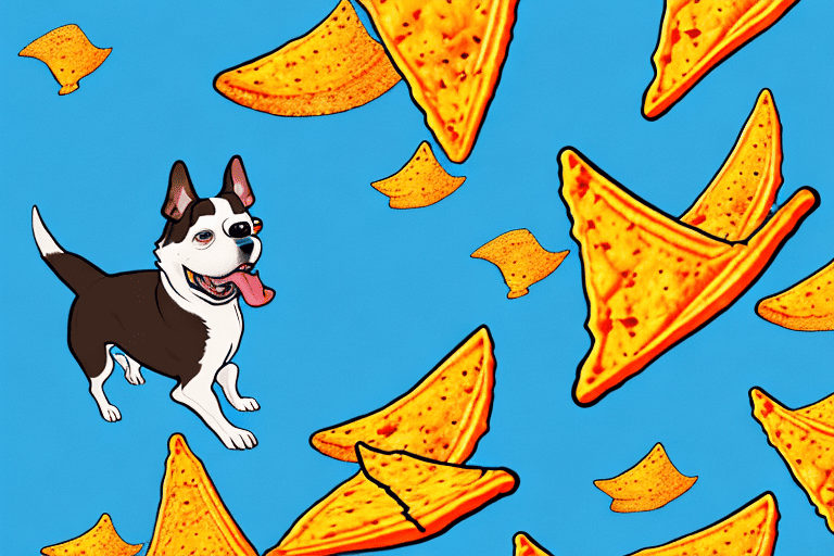 A curious dog sniffing a bag of cool ranch doritos