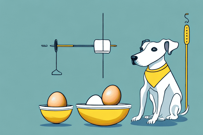 A curious dog sitting in front of a bowl filled with egg beaters