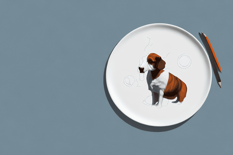 A curious dog sitting in front of a plate of cooked goat meat