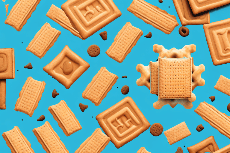 A curious dog looking at a pile of scooby doo graham crackers on a plate