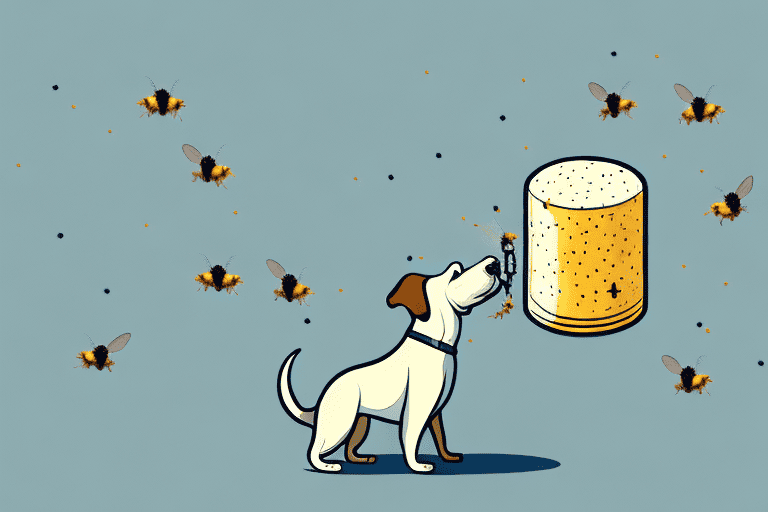 A curious dog sniffing a piece of beeswax