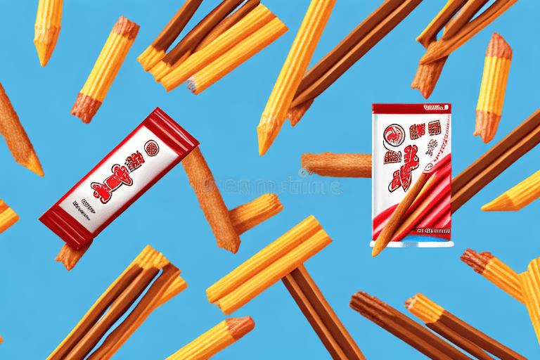 A curious dog looking at a pack of pocky sticks on a table