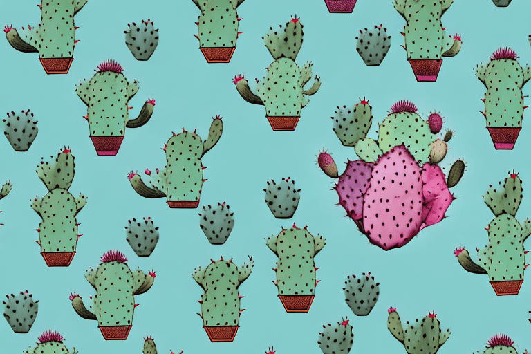 A curious dog sniffing a prickly pear cactus