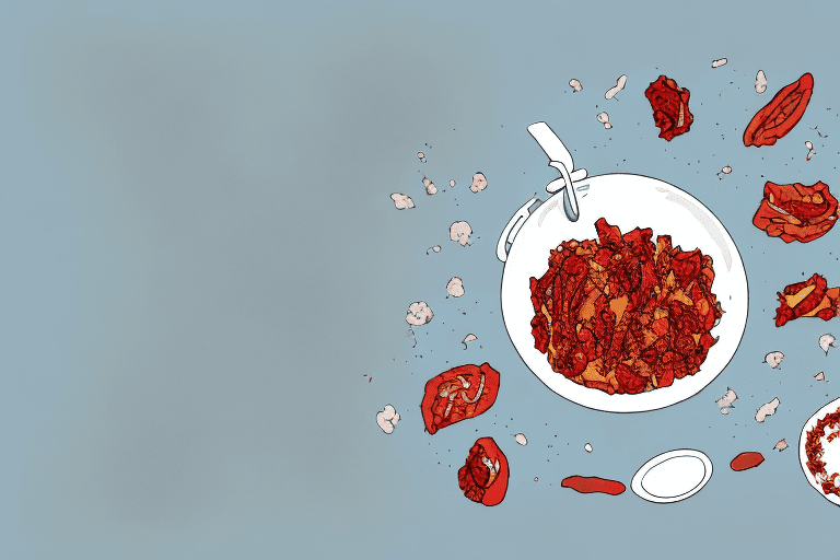 A curious dog sniffing a bowl of sundried tomatoes on a kitchen counter