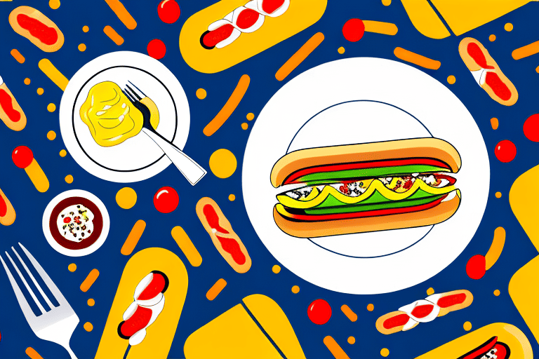 An uncooked hot dog on a plate with a fork and knife beside it