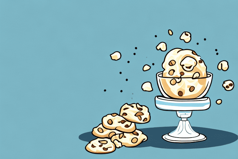 A curious dog looking longingly at a bowl of cookie dough placed on a table