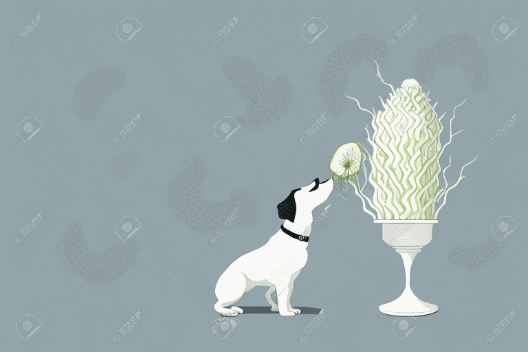 A curious dog sniffing a large