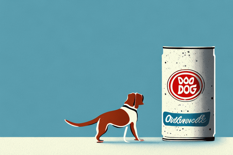 A curious dog looking at a can of mackerel in oil that's opened on the floor