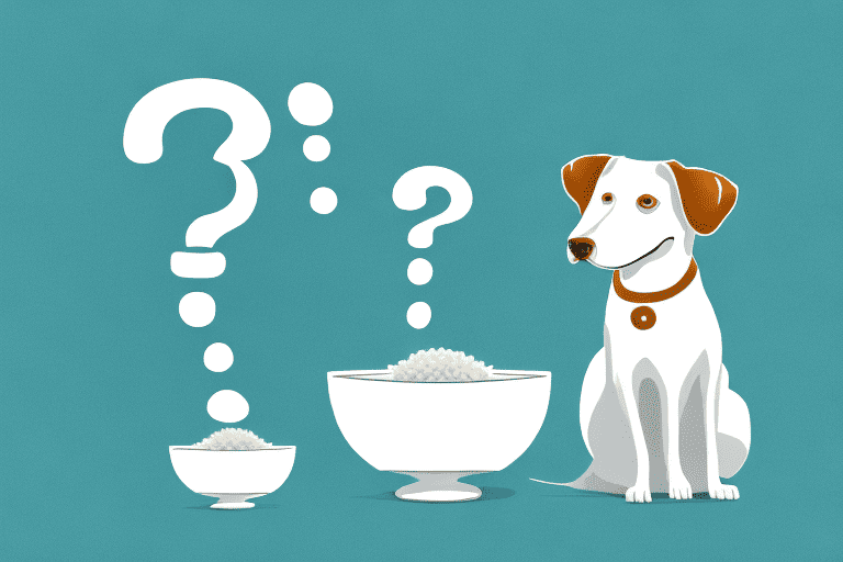 A curious dog sitting in front of a bowl of undercooked rice