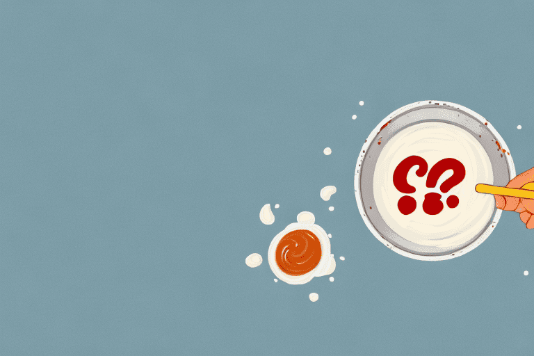 A curious dog looking at a bowl of chick-fil-a sauce