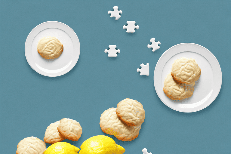 A curious dog sitting in front of a plate of lemon cookies