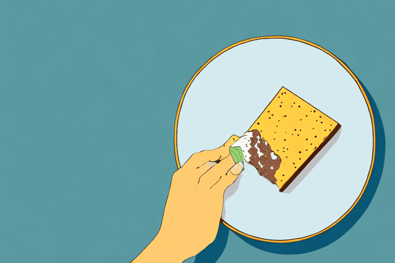 A dog curiously sniffing a piece of vegan cheese on a plate