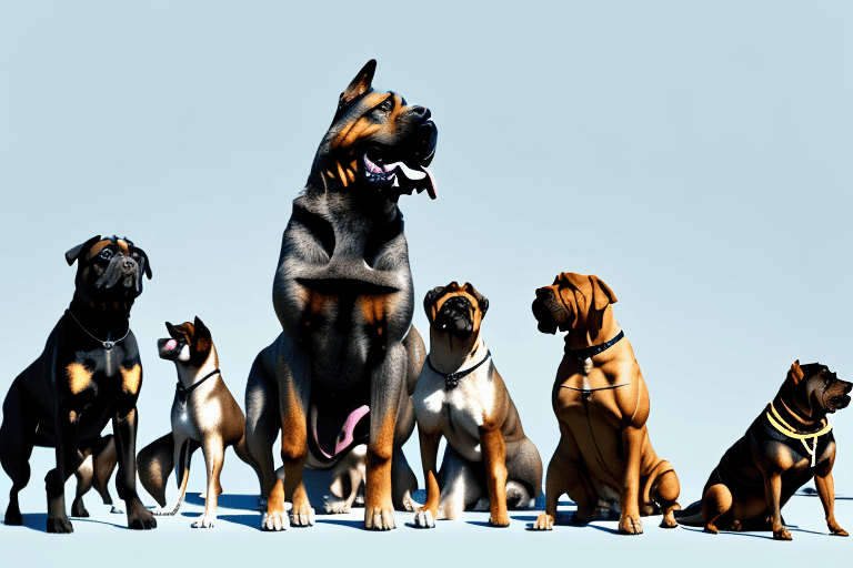 Several different breeds of large