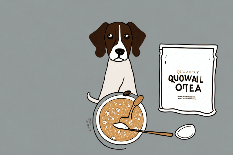 A curious dog sitting next to a bowl of brown sugar oatmeal