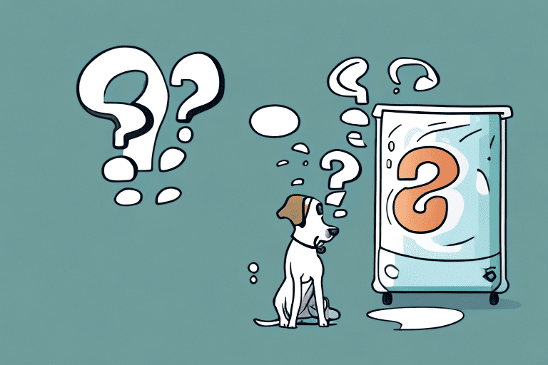 A curious dog looking at a tube of gogurt on the floor