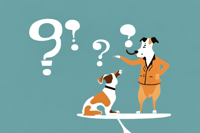 A curious dog sniffing an anise cookie on a table with a question mark above its head