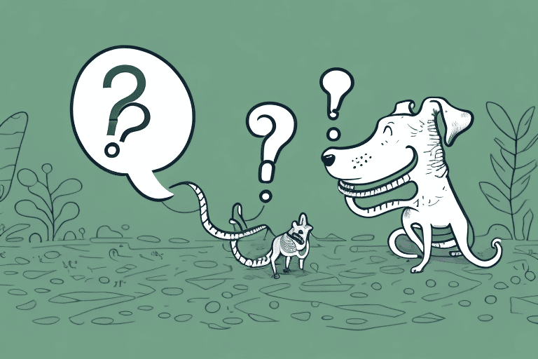 A curious dog sniffing a centipede in a garden setting