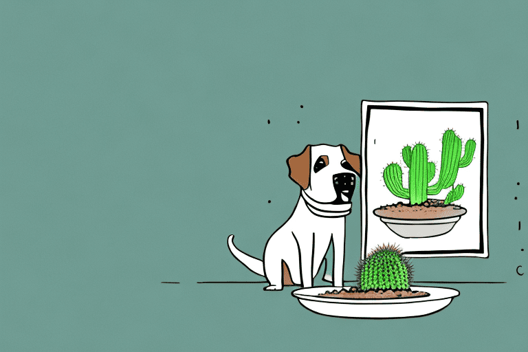 A dog curiously sniffing a cooked cactus placed on a plate
