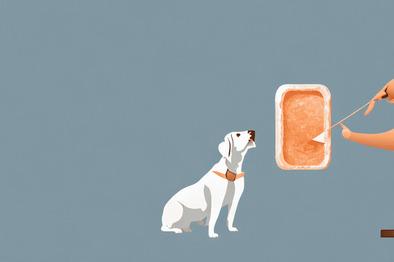A dog curiously sniffing a large chunk of himalayan salt