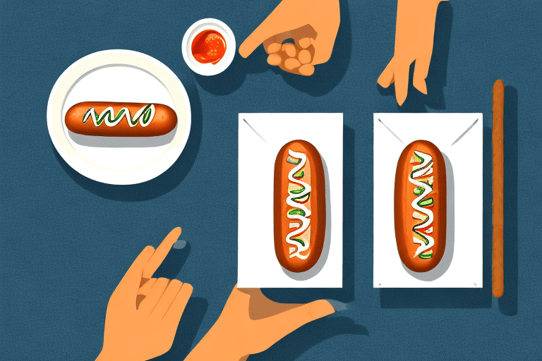 A raw hot dog next to a cooked one