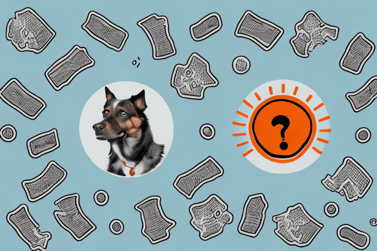 A worried-looking dog near a pile of dog food