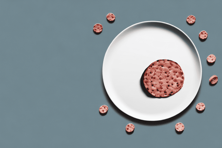 A curious dog looking at a piece of andouille sausage on a plate