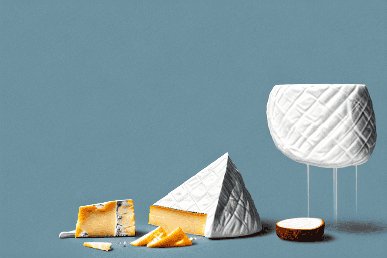 A curious dog sitting next to a wedge of brie cheese on a table