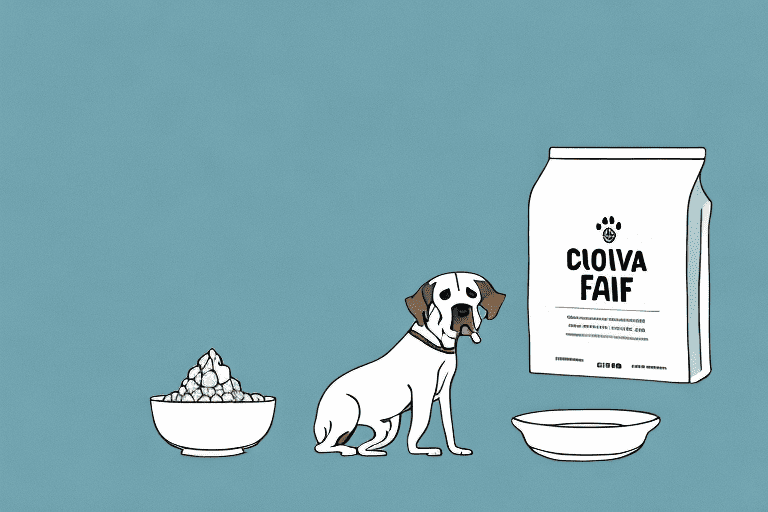 A curious dog sitting next to a bowl of cassava flour