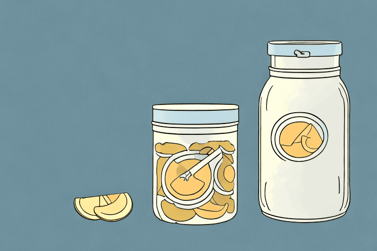 A curious dog sniffing at a jar of pickled ginger on a kitchen countertop