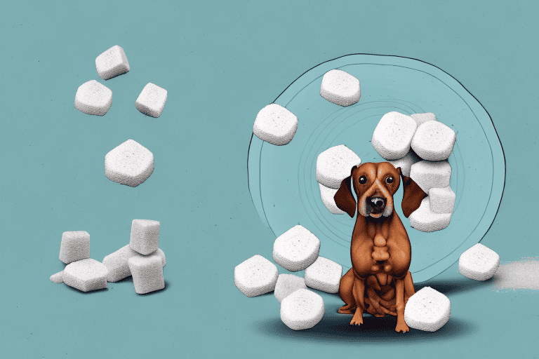 A curious dog looking at a pile of sugar beets on a plate