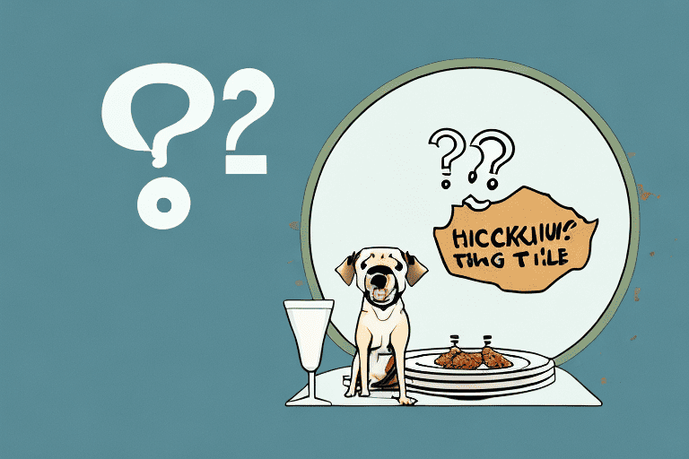 A curious dog sitting in front of a table with chicken wings on a plate