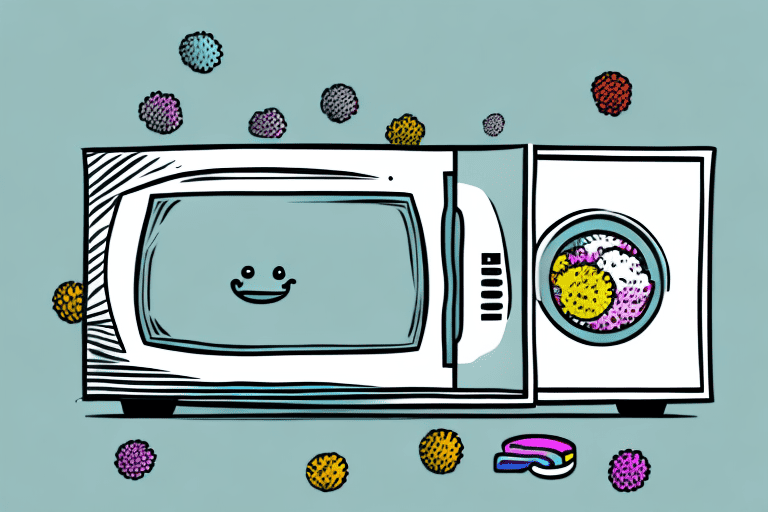 A microwave with a bowl of freshpet dog food inside