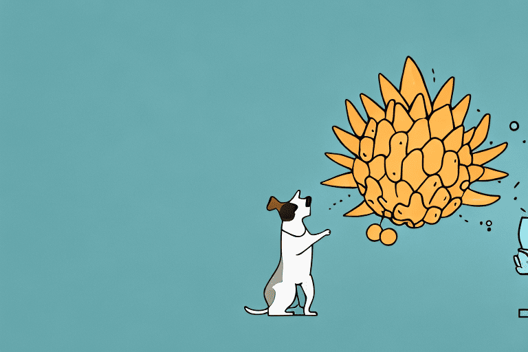 A curious dog sniffing a large