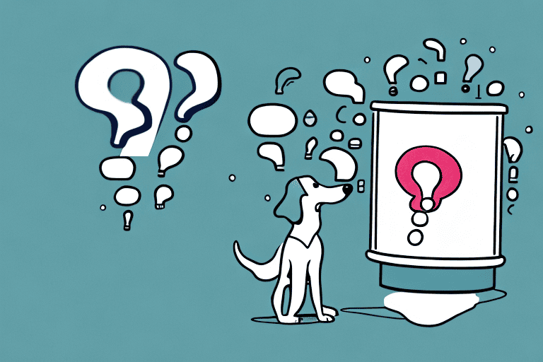 A curious dog looking at a can of vienna sausages with a thought bubble showing a question mark