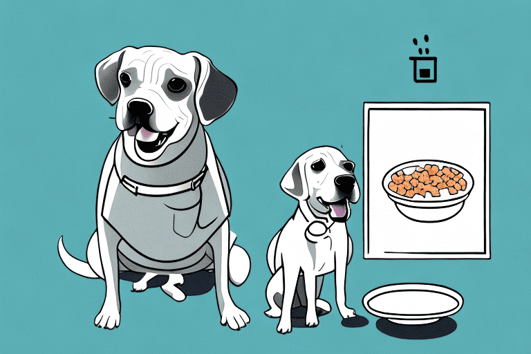 A curious dog sitting next to a bowl of chicken with visible fat