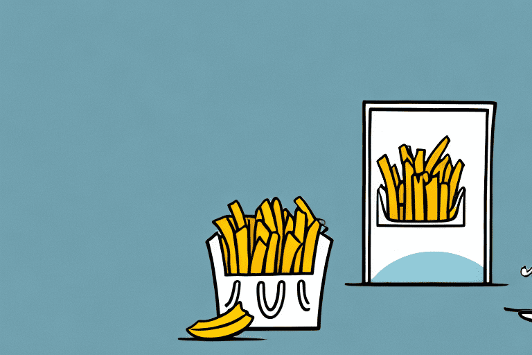 A curious dog looking longingly at a box of fries sitting on a table
