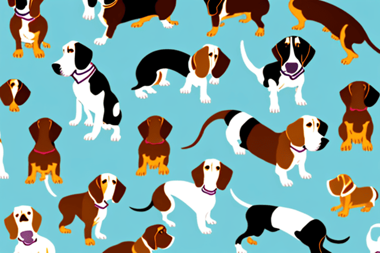 Several distinct types of hound dogs