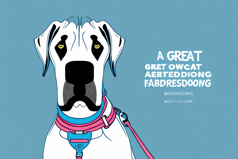 A great dane wearing a service dog vest