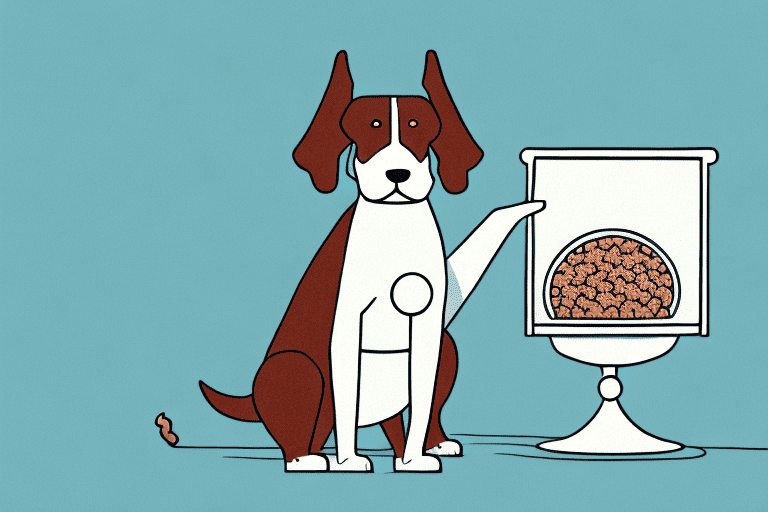 A large dog curiously sniffing a bowl of small dog food