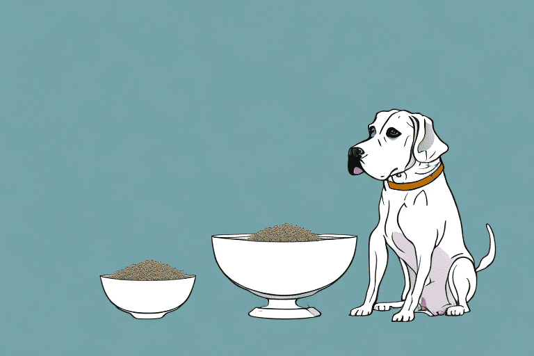 A curious dog sitting next to a bowl full of caraway seeds