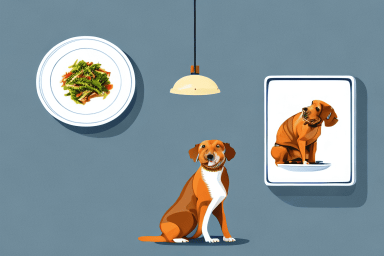 A curious dog sitting near a kitchen counter