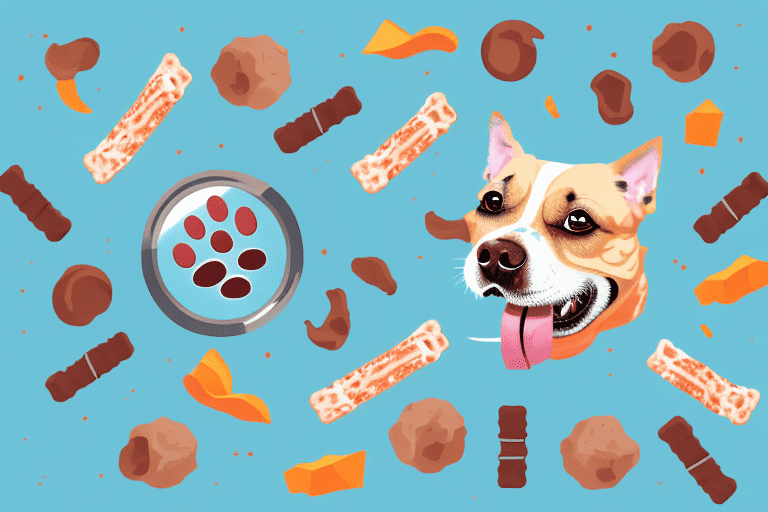 A dog happily chewing on a piece of esophagus