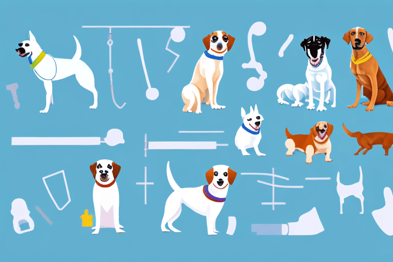 Several dogs in different stages of recovery post-acl surgery
