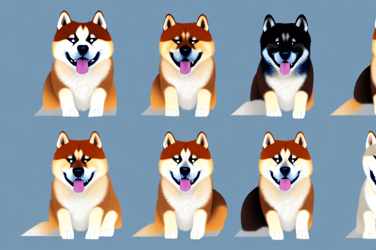 Several distinct types of akita dogs