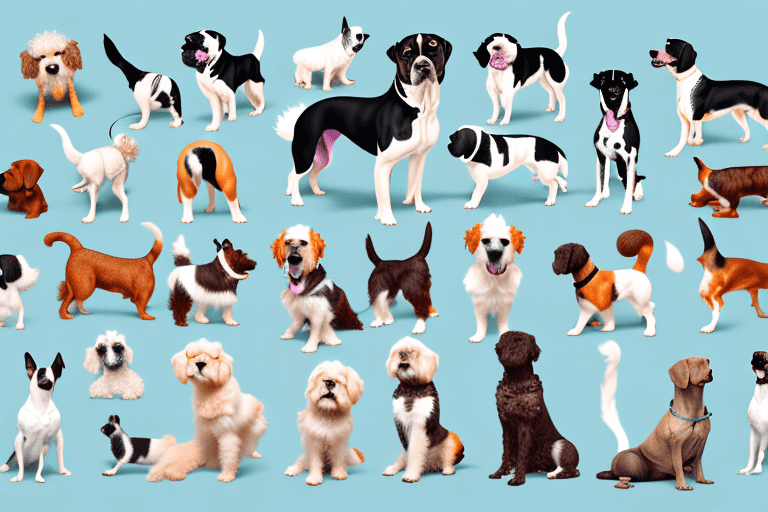 Several different breeds of dogs in various positions that could indicate they are having a seizure