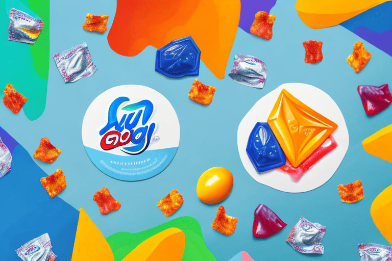A curious dog sitting next to an open pack of gushers