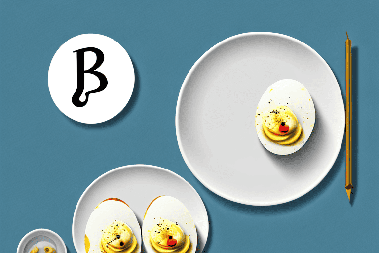 A curious dog sitting in front of a plate of deviled eggs