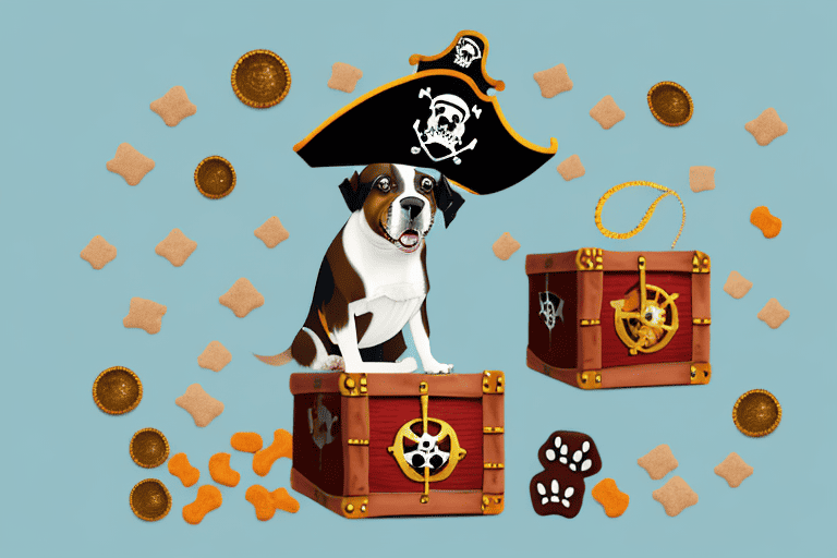 A dog wearing a pirate hat