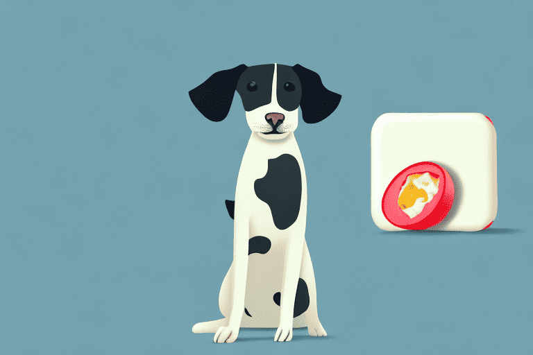 A curious dog sitting next to a piece of babybel cheese
