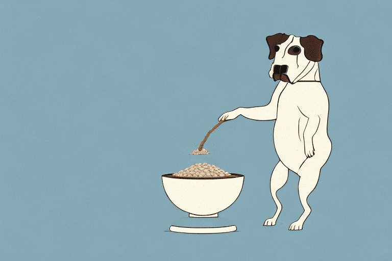 A curious dog sniffing a bowl of farro grains